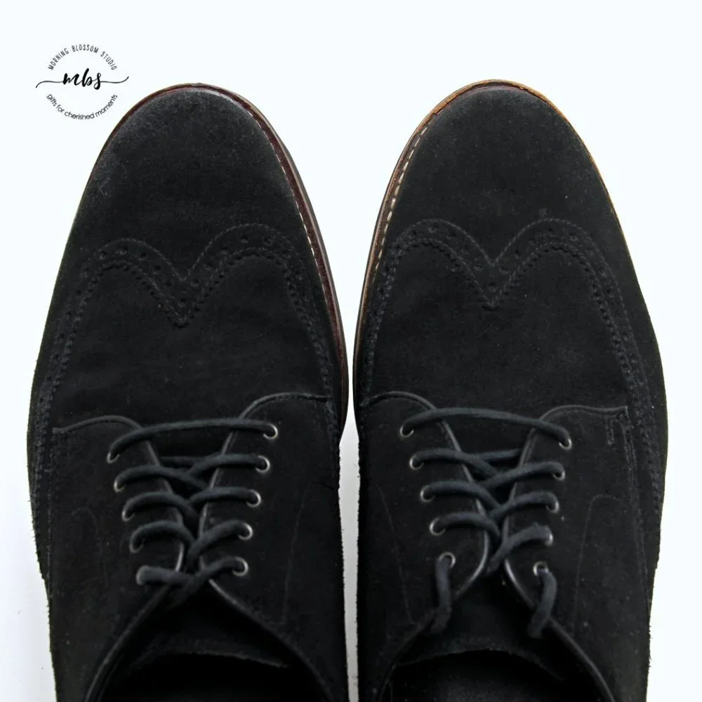 Cole Haan Franklin Suede Lace Up‎ Wingtip Derby Shoes Black Men Size 13